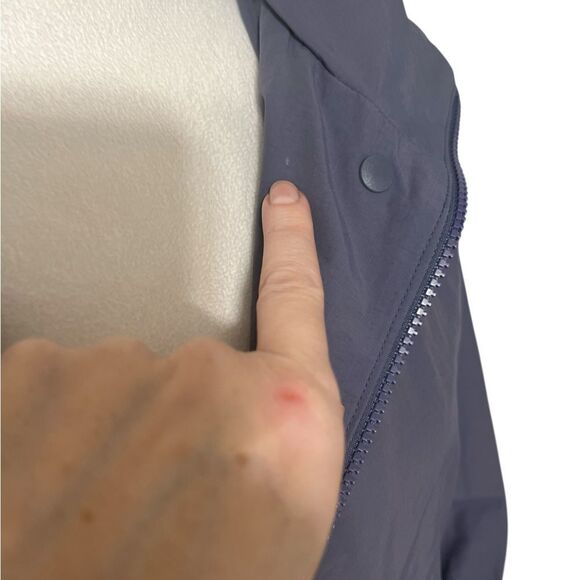 Eileen Fisher Stand Collar Hidden Hood Organic Cotton Blend Coat In Twilight Xs - Picture 8 of 14